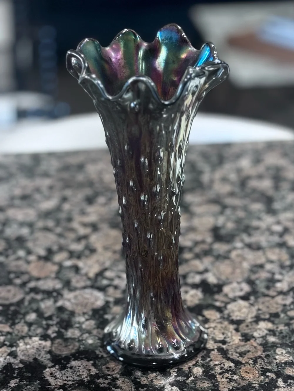 Antique Iridescent Carnival Glass Vase